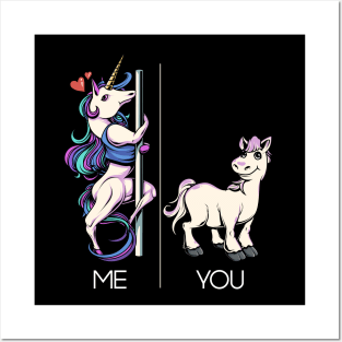You Me Funny Pole Dancing Unicorn Pole Fit Dance Tee Posters and Art